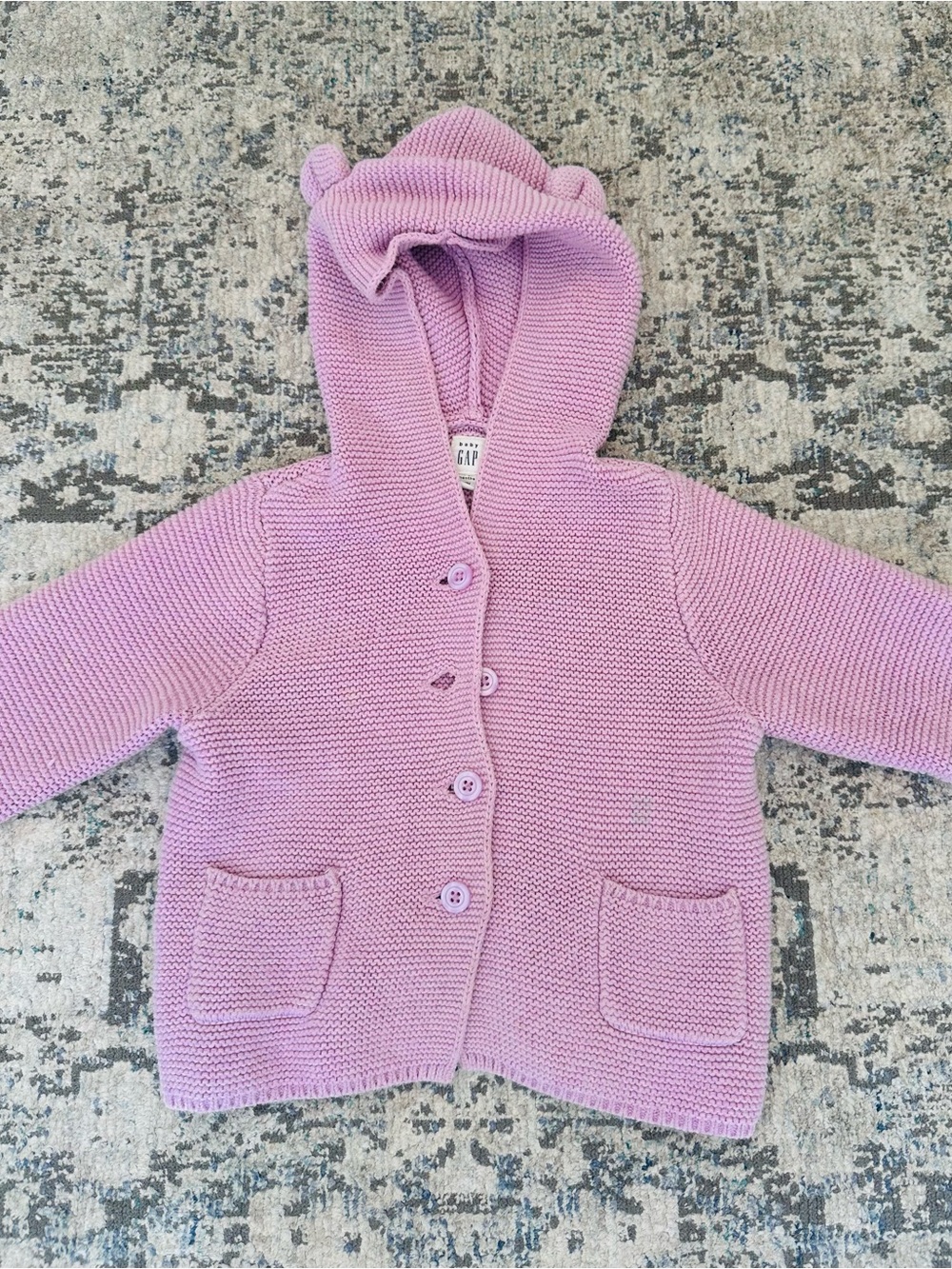 Baby GAP Hooded Knit Bear Ear Sweater 🐻 - lavender